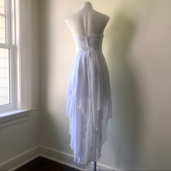 🌼 B. Darlin High Low Strapless Sparkle Dress, White 3/4 - Picture 5 of 8